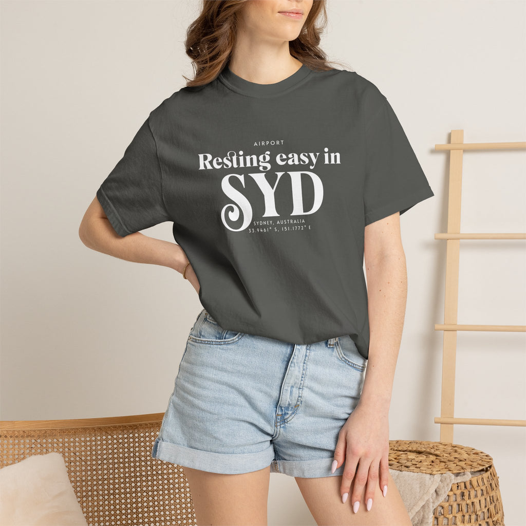 Resting easy in SYD airport, Sydney, Australia tee
