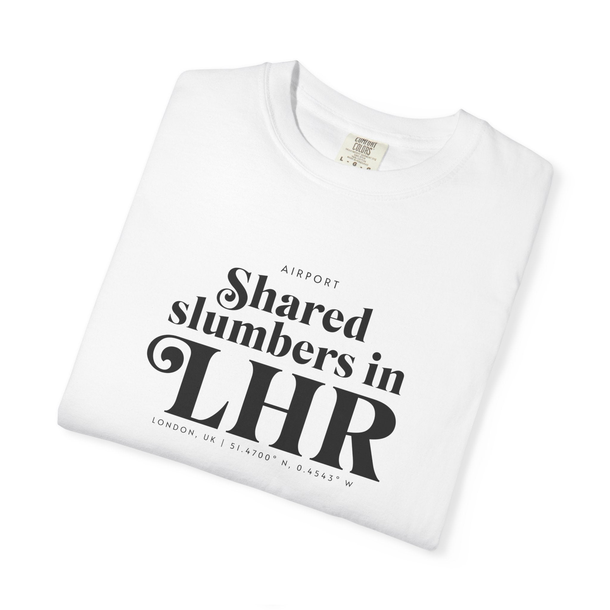 Shared slumbers in LHR airport, London, UK tee