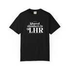 Shared slumbers in LHR airport, London, UK tee