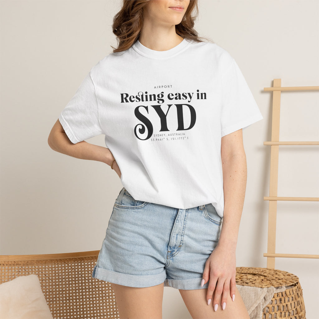 Resting easy in SYD airport, Sydney, Australia tee