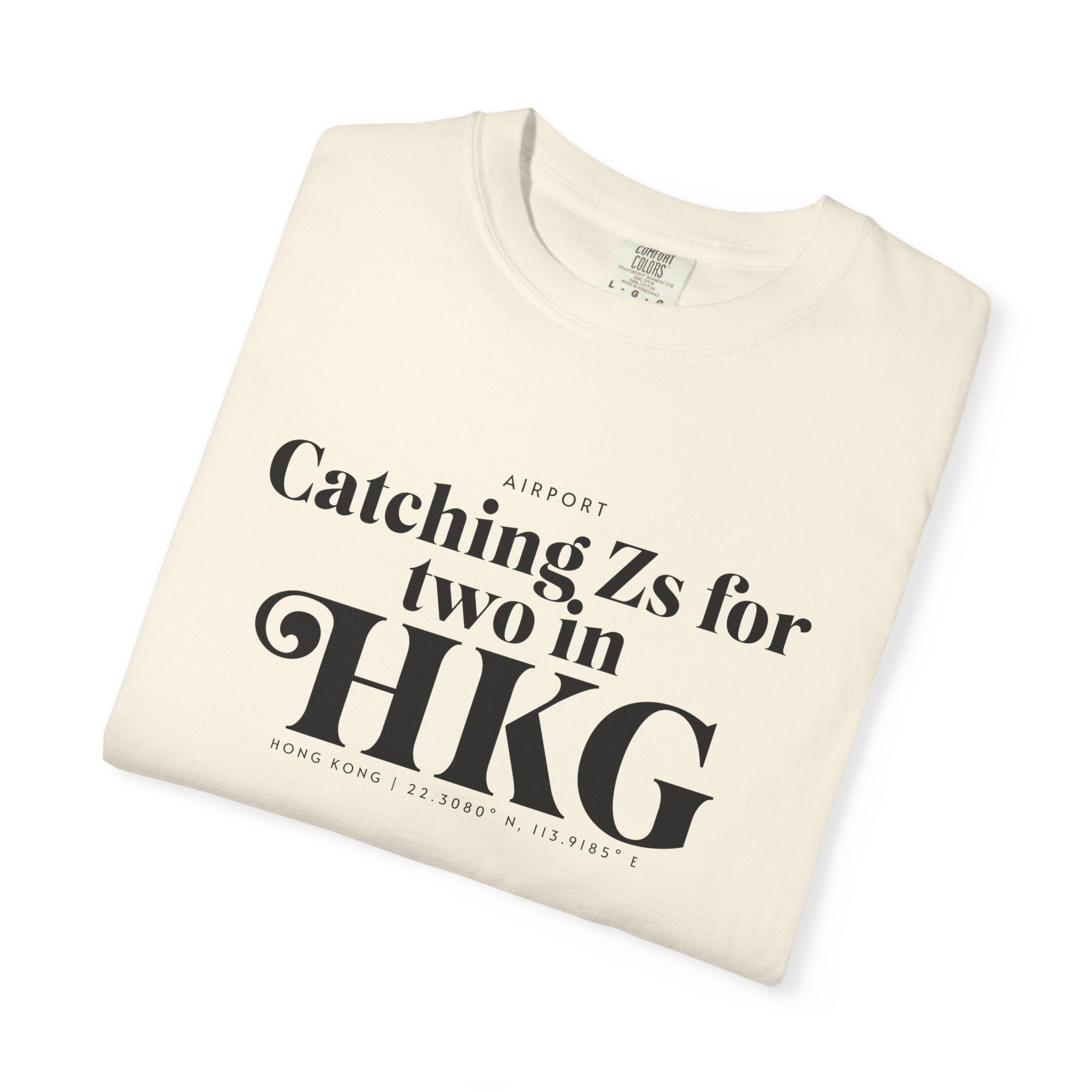 Catching Zs for two in HKG airport, Hong Kong tee