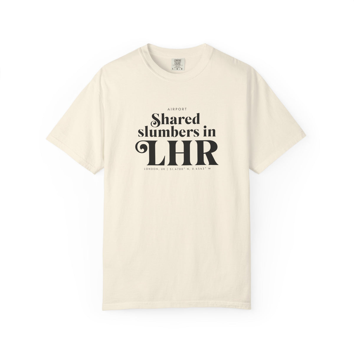 Shared slumbers in LHR airport, London, UK tee