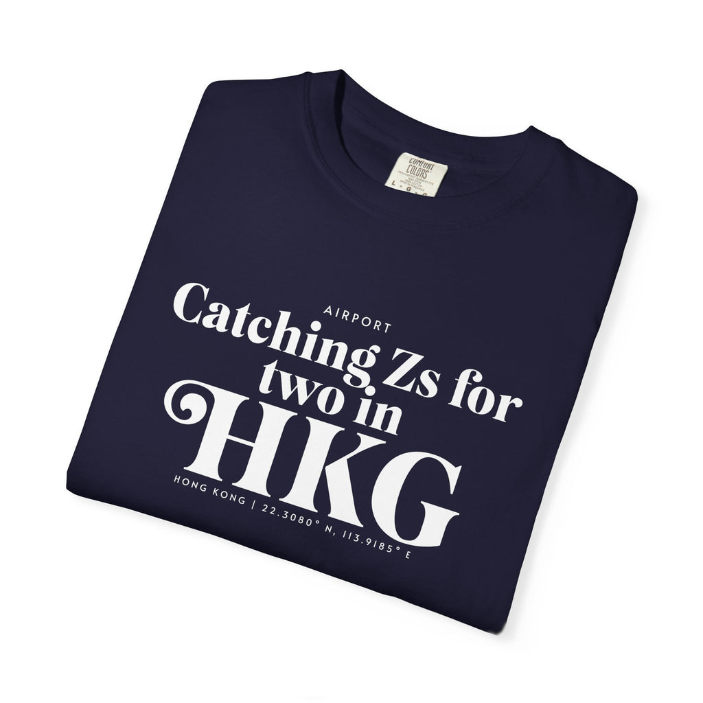 Catching Zs for two in HKG airport, Hong Kong tee