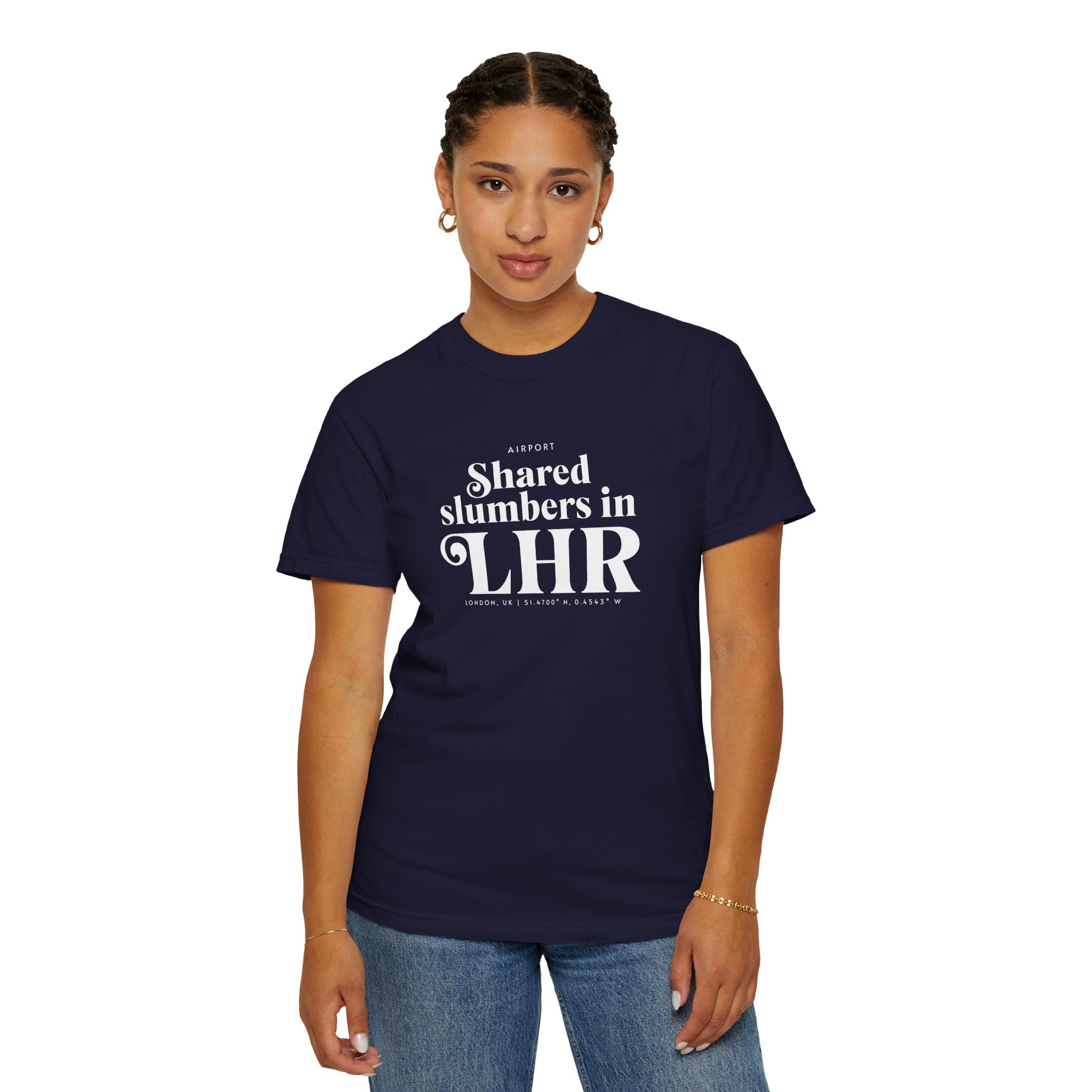 Shared slumbers in LHR airport, London, UK tee