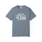 Shared slumbers in LHR airport, London, UK tee