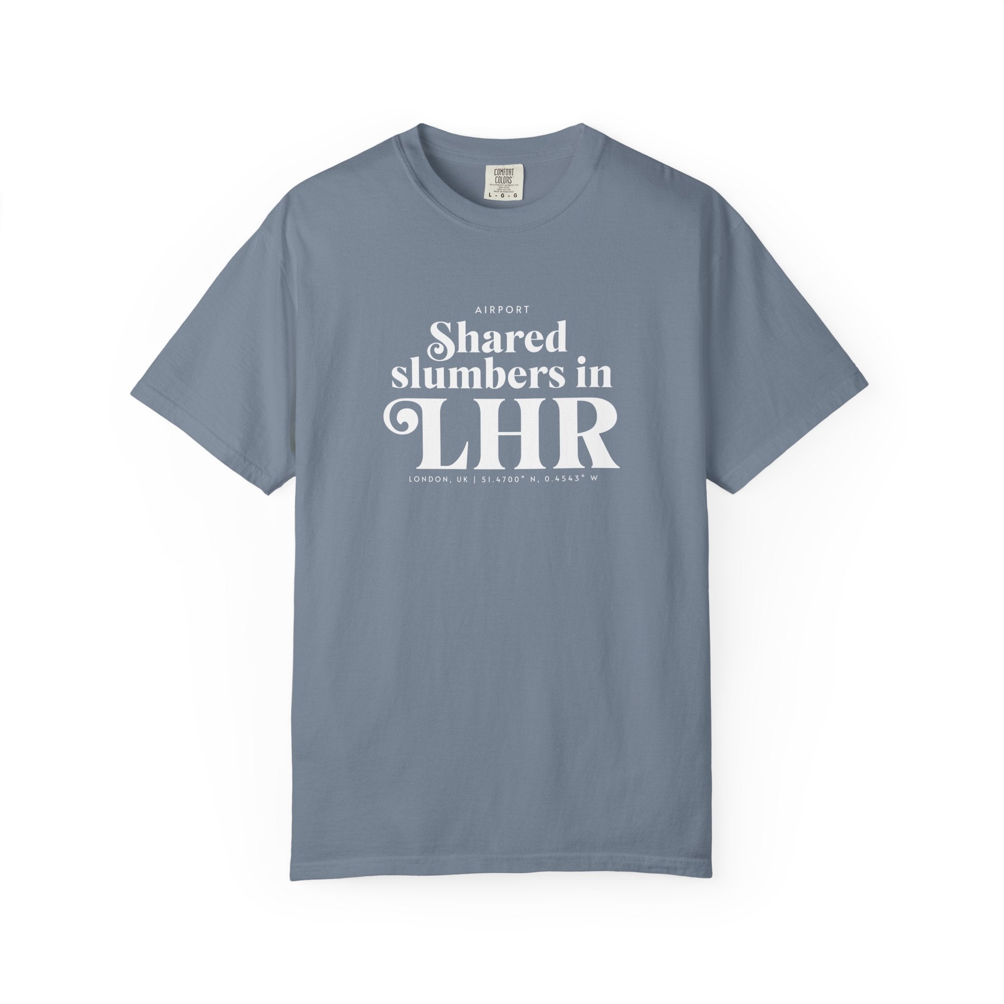 Shared slumbers in LHR airport, London, UK tee