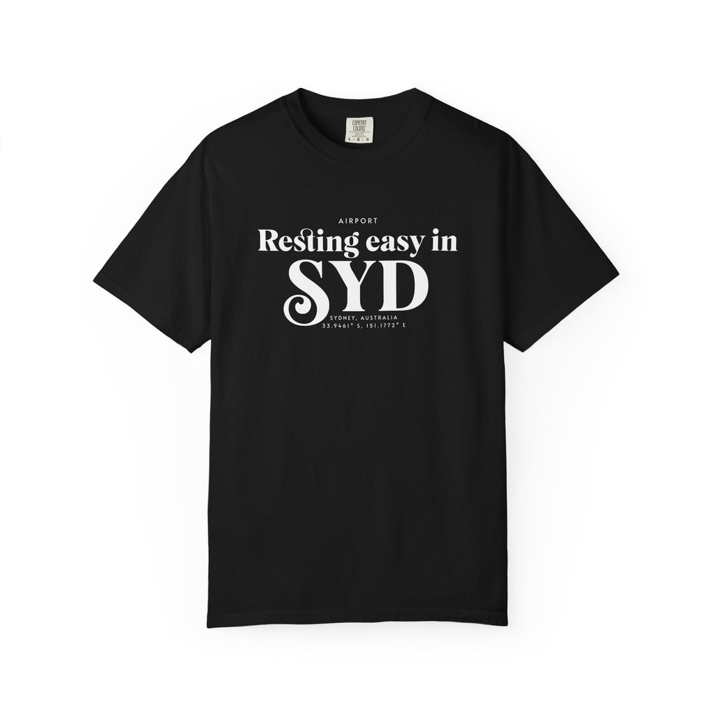 Resting easy in SYD airport, Sydney, Australia tee