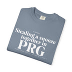 Stealing a snooze toghether in PRG airport, Prague, Czech Republic tee