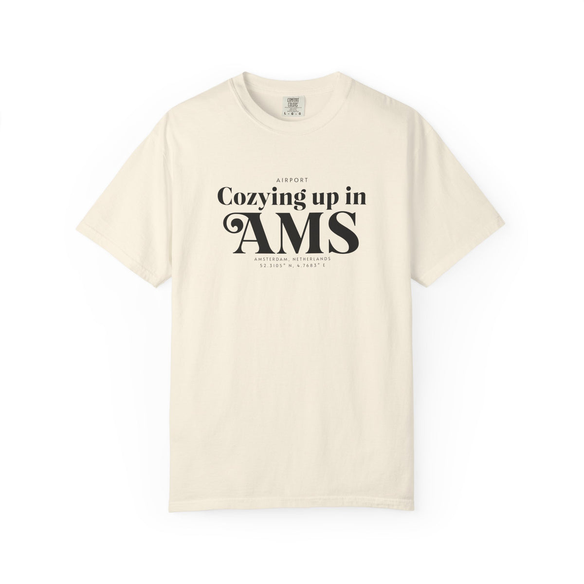 Cozying up in AMS airport, Amsterdam, Netherlands tee