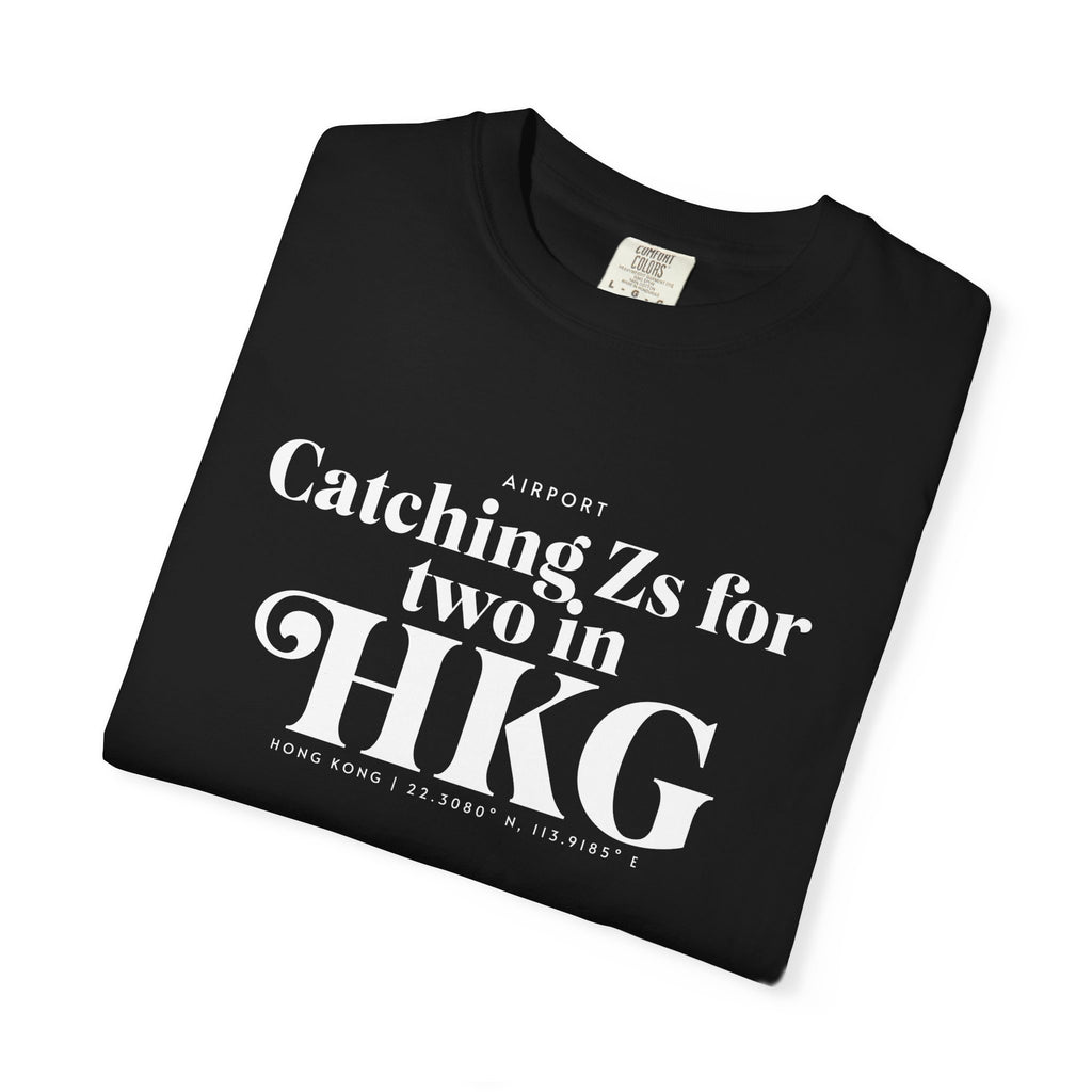 Catching Zs for two in HKG airport, Hong Kong tee