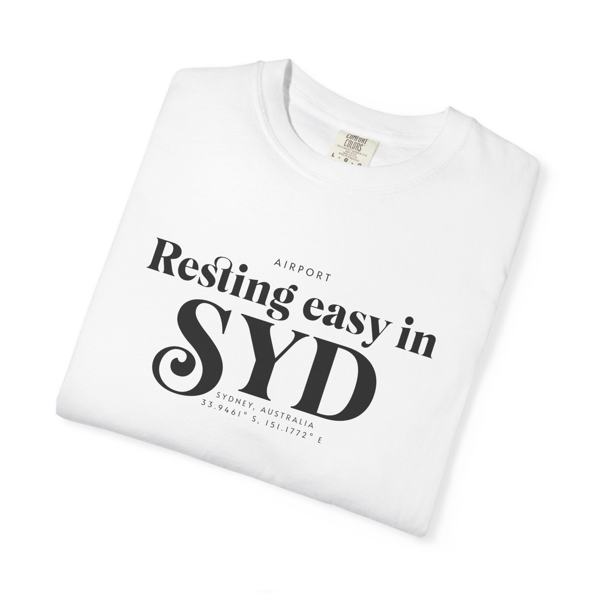 Resting easy in SYD airport, Sydney, Australia tee
