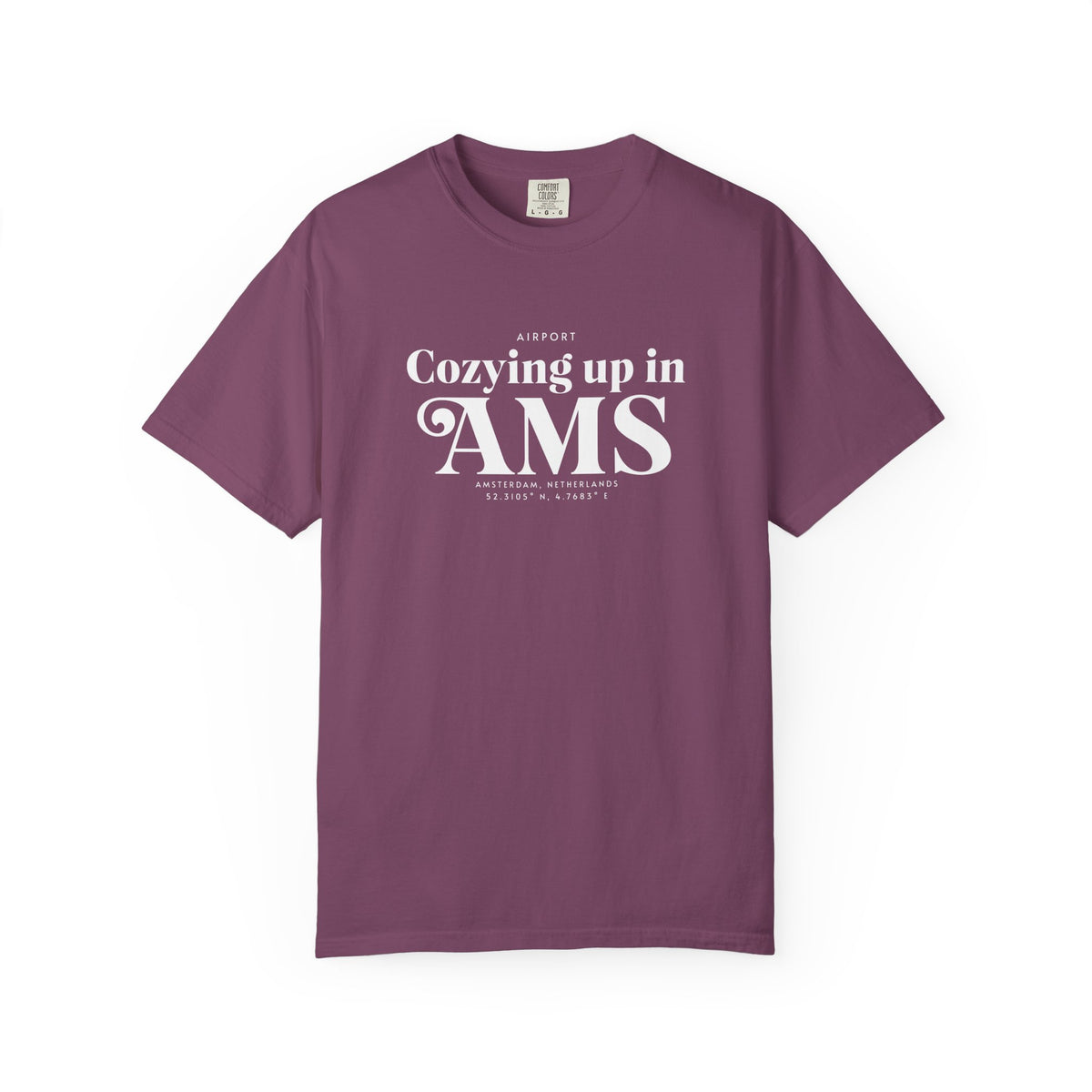 Cozying up in AMS airport, Amsterdam, Netherlands tee