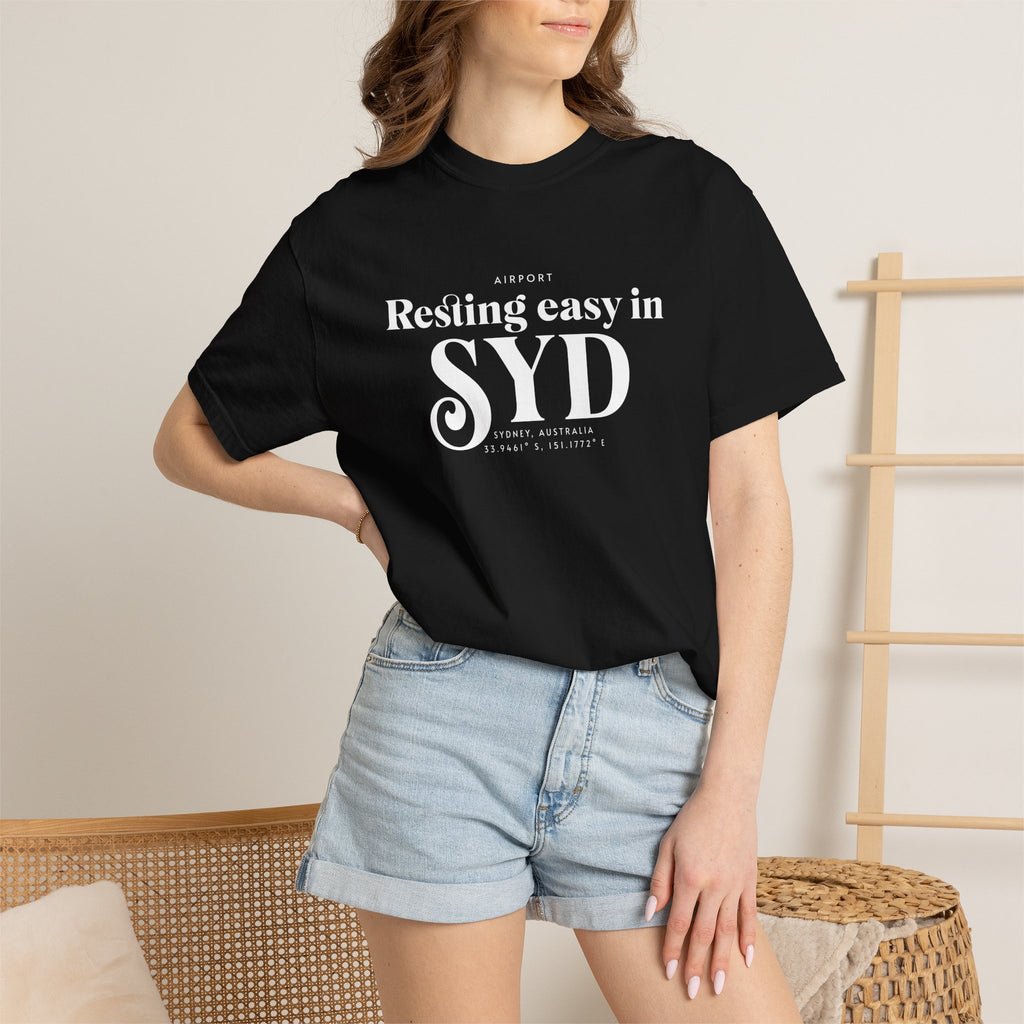 Resting easy in SYD airport, Sydney, Australia tee
