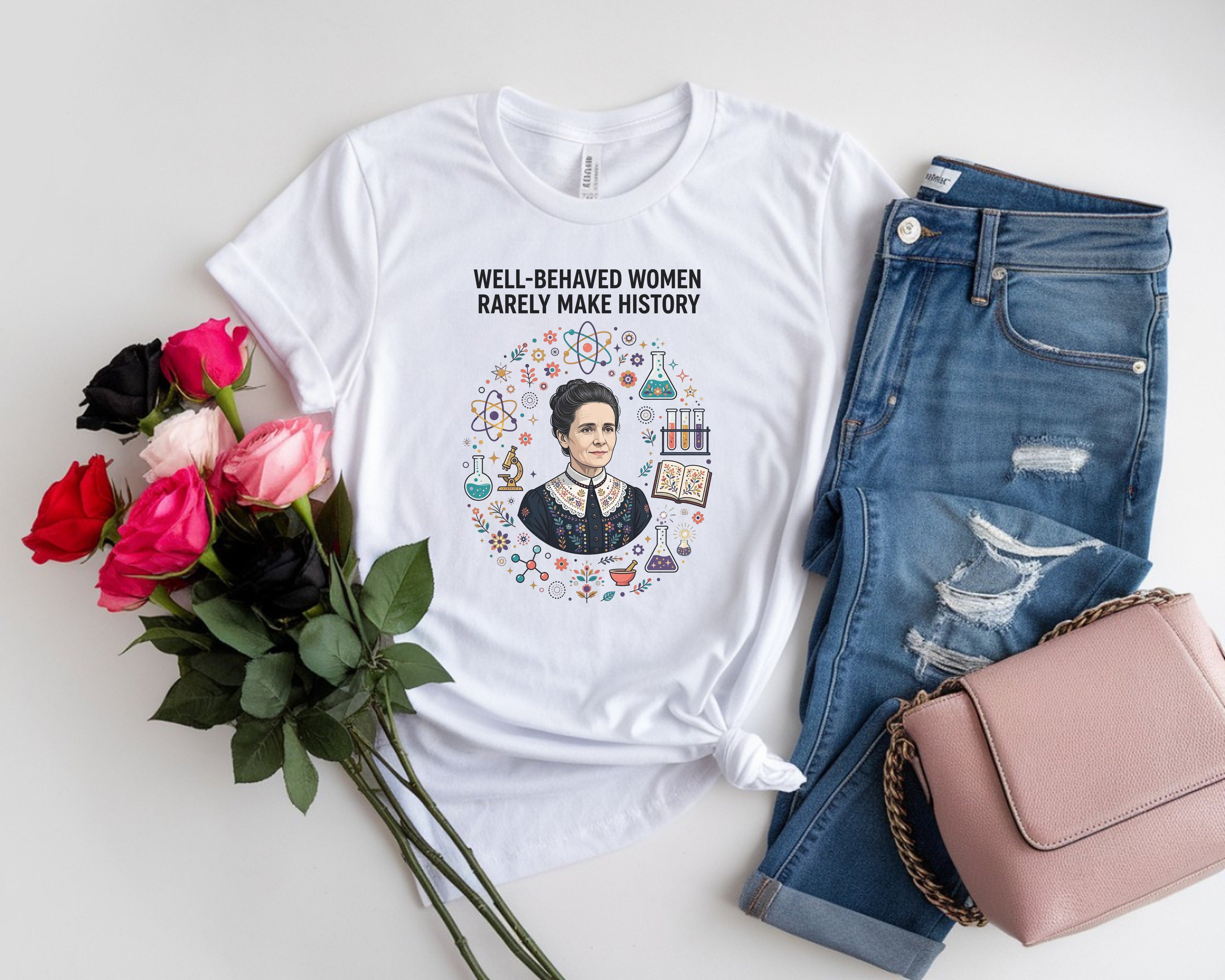 Marie Curie Chemistry Physics Teacher Tee