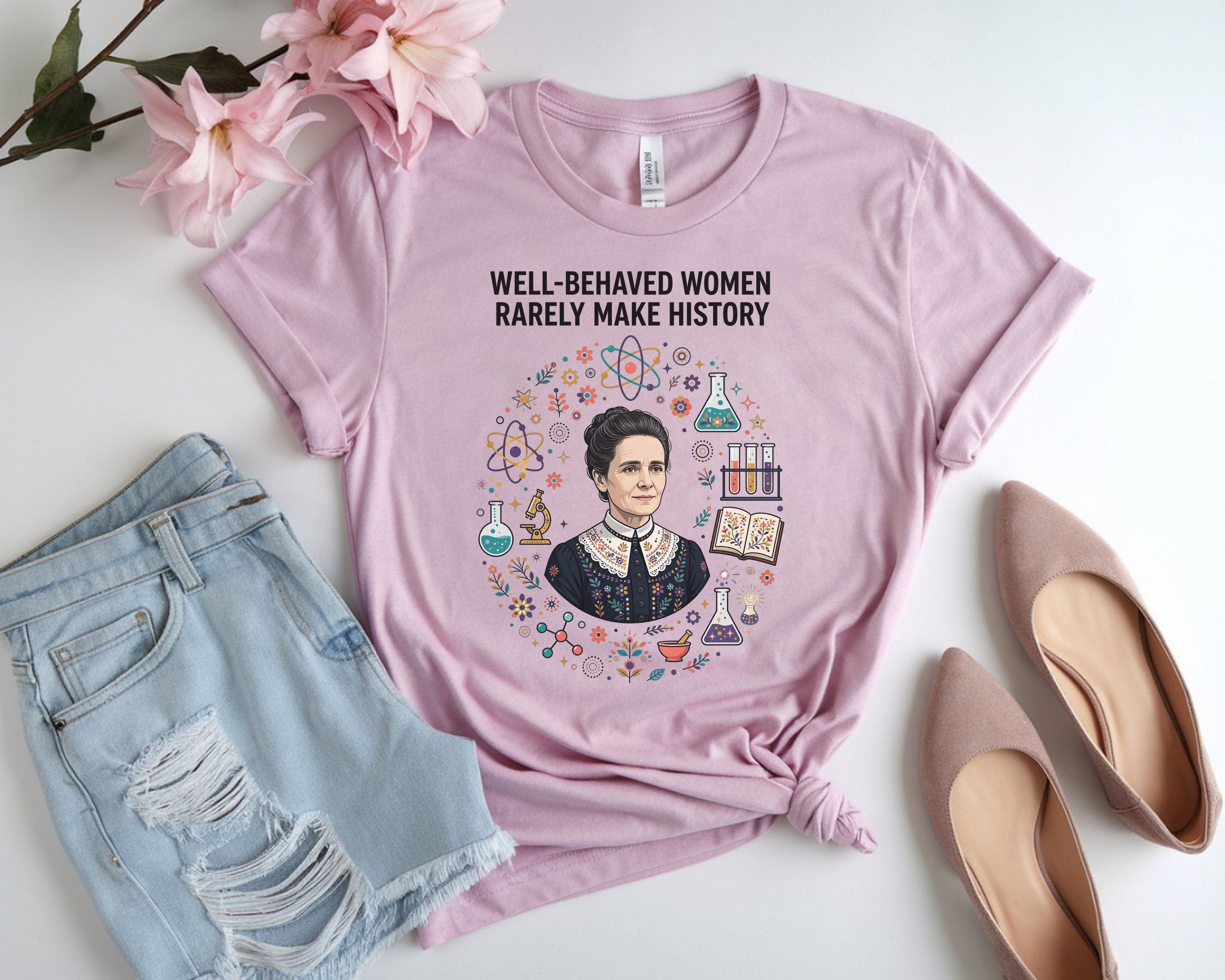 Marie Curie Chemistry Physics Teacher Tee
