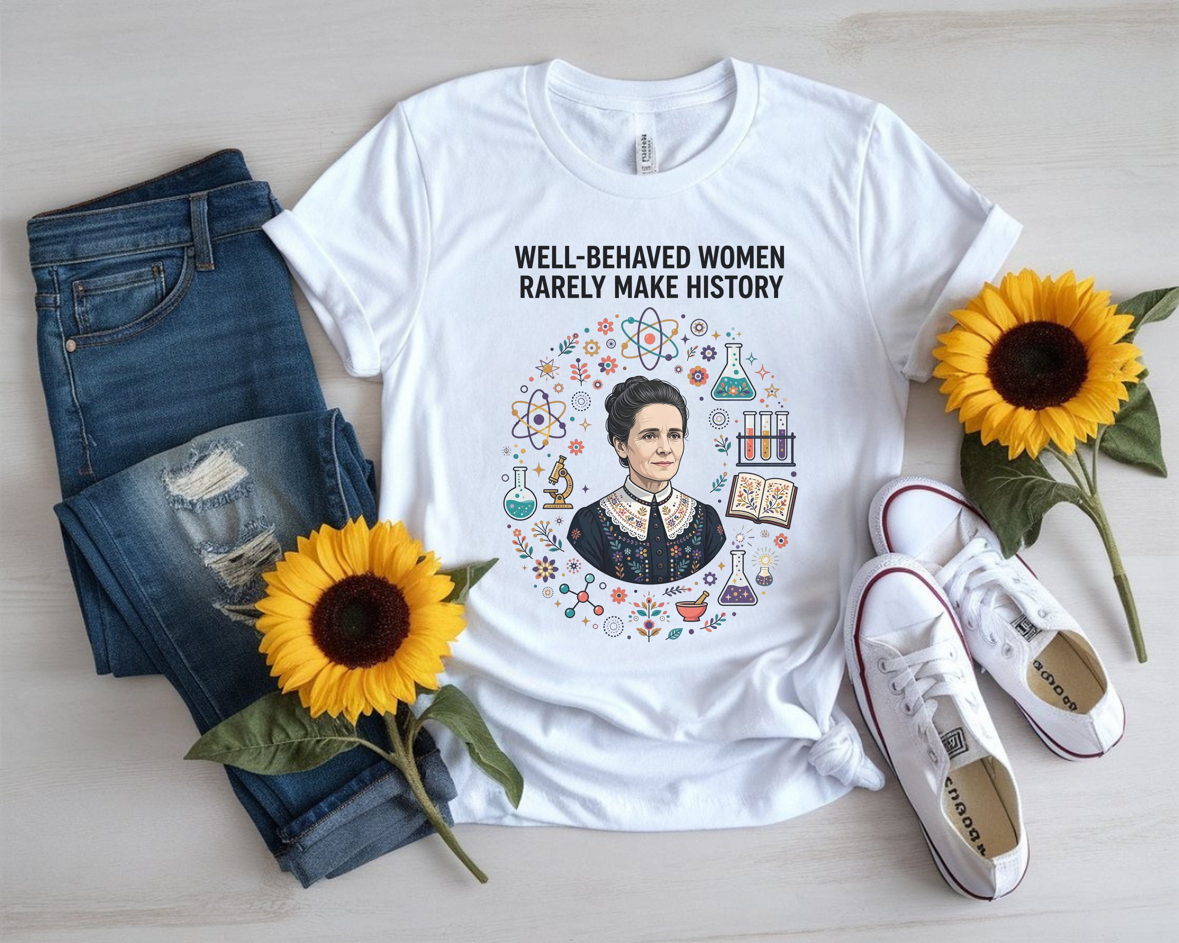 Marie Curie Chemistry Physics Teacher Tee