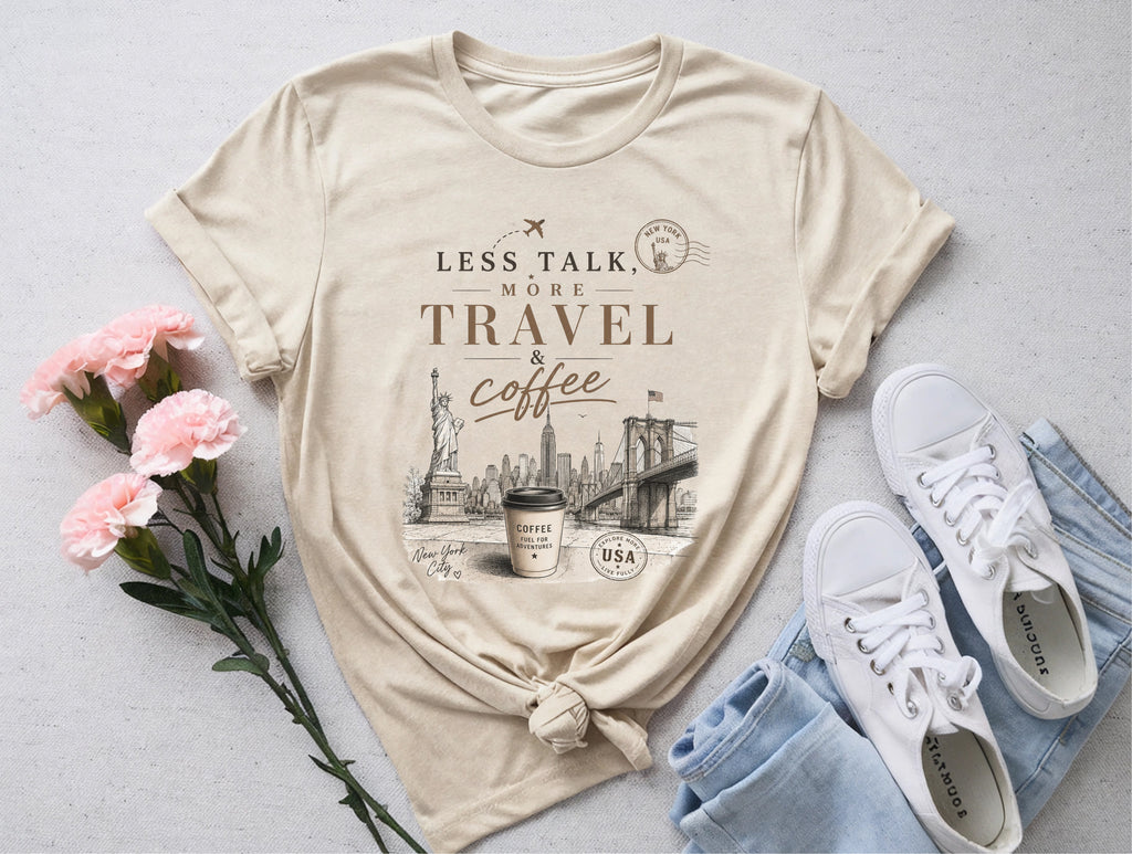 Less Talk More Coffee Travel Tee