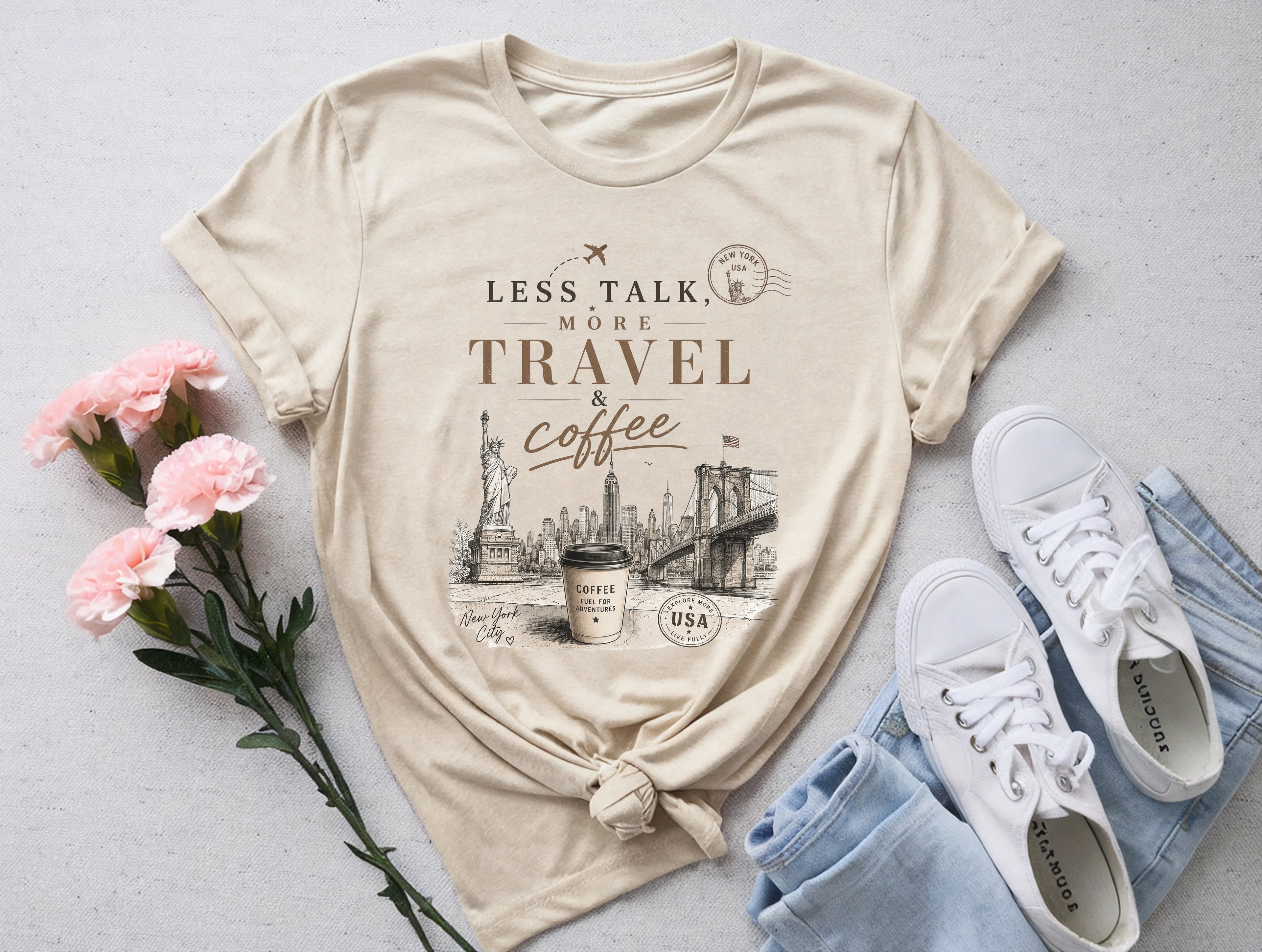 Less Talk More Coffee Travel Tee