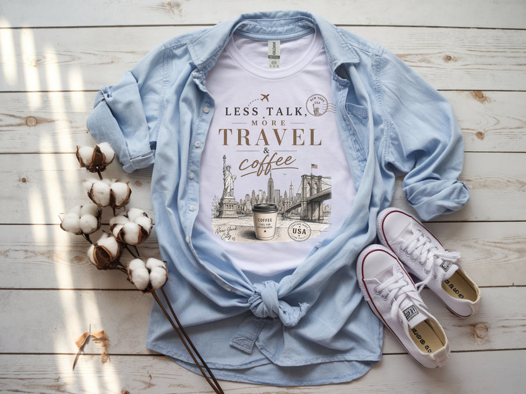 Less Talk More Coffee Travel Tee