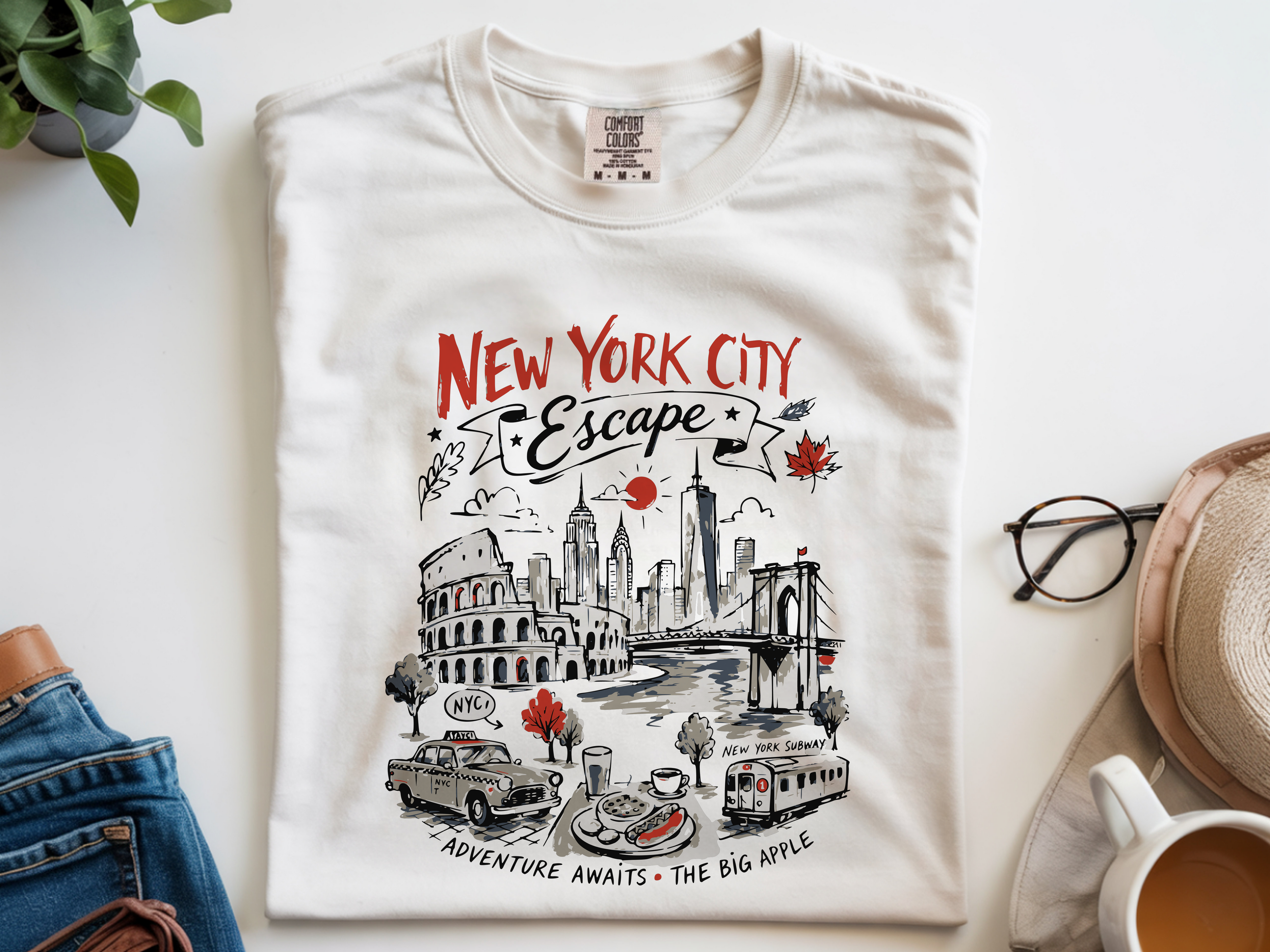 New York City Escape T-Shirt, NYC Travel Adventure Tee, The Big Apple Graphic Shirt, Comfort Colors Unisex Gift For Her Him, NY Vacation