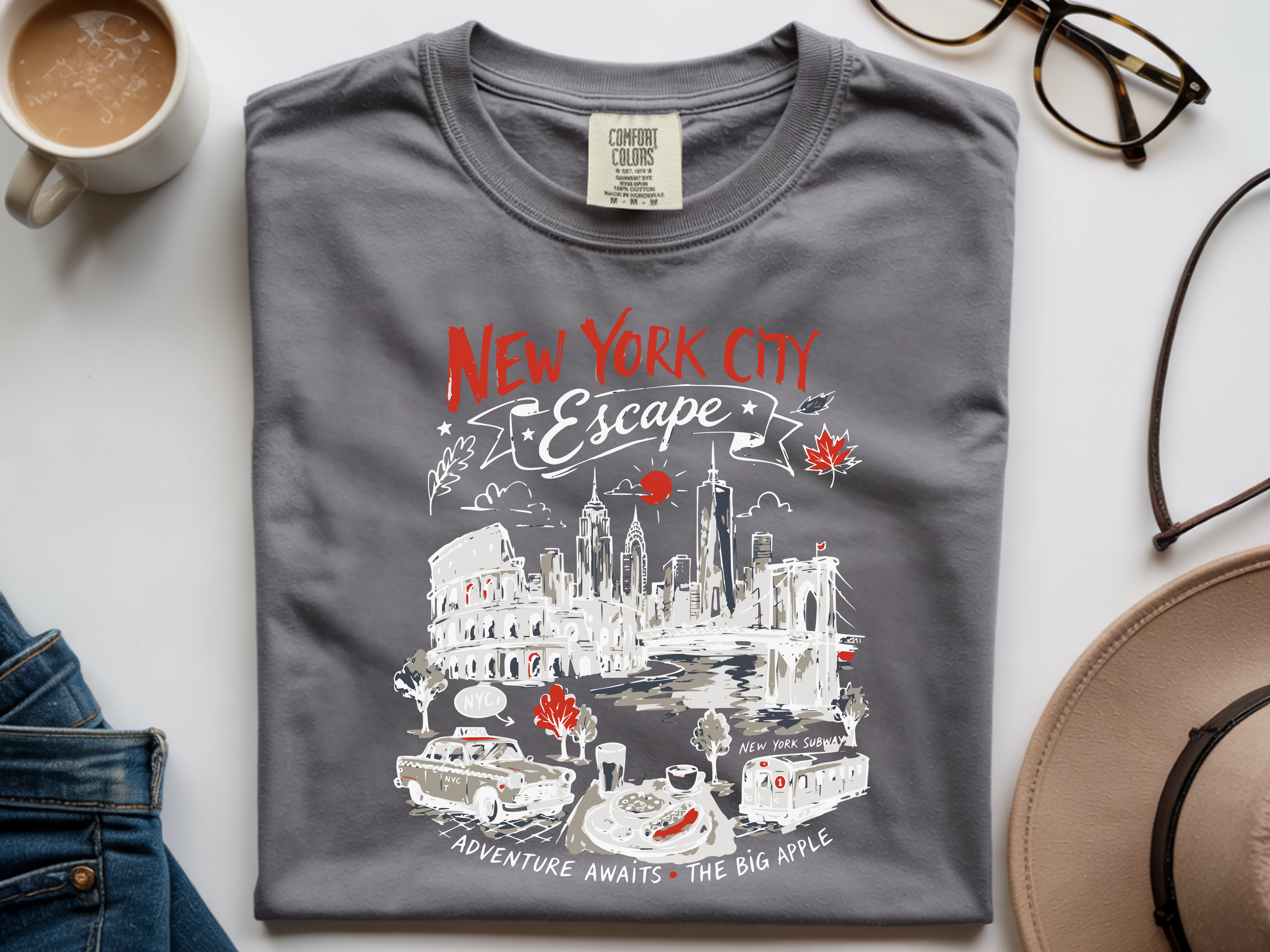 New York City Escape T-Shirt, NYC Travel Adventure Tee, The Big Apple Graphic Shirt, Comfort Colors Unisex Gift For Her Him, NY Vacation