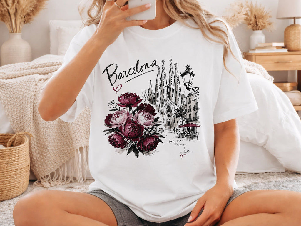 Spain Barcelona Sagrada Familia Floral Tee