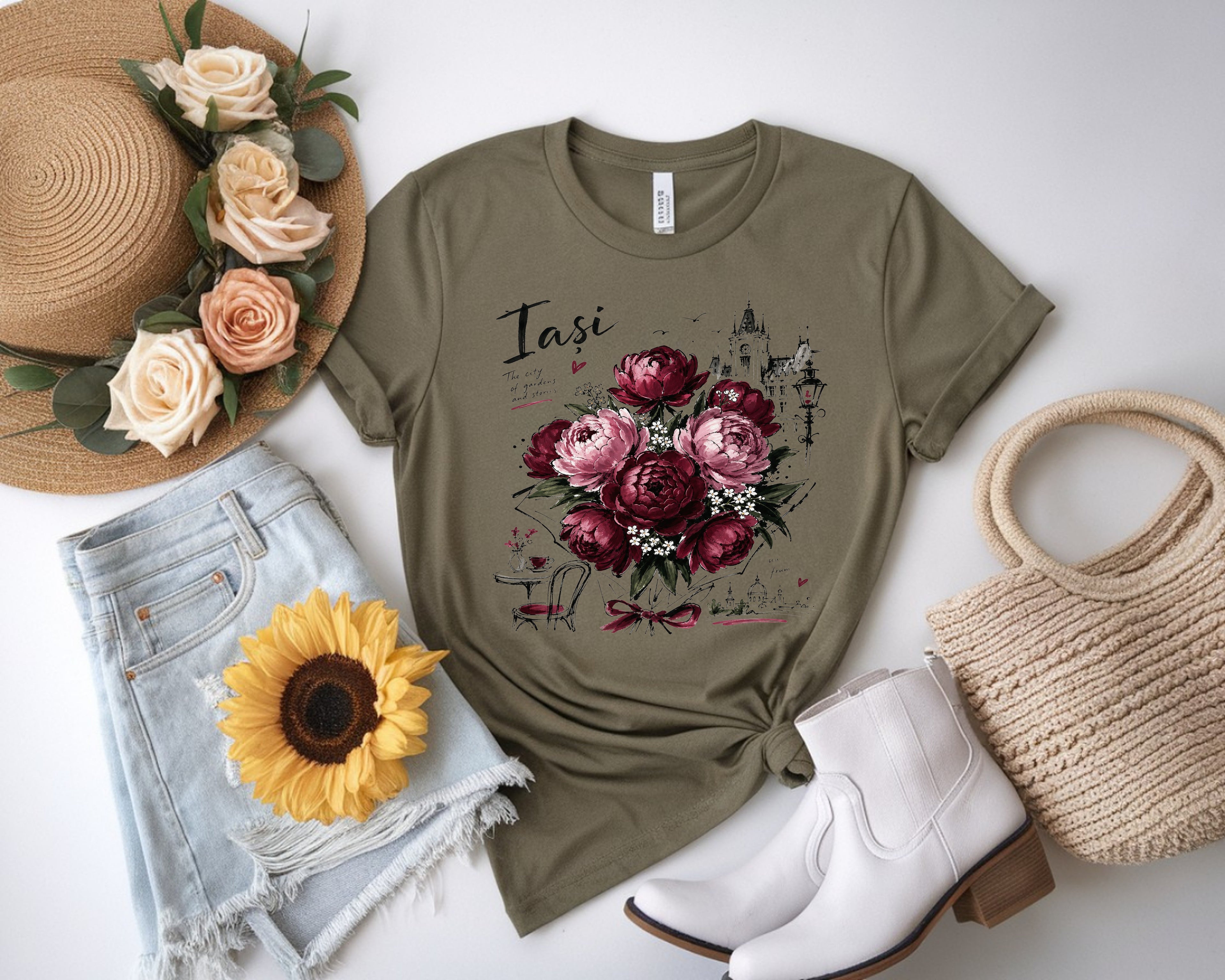 Romania Iasi Peony Floral T-Shirt