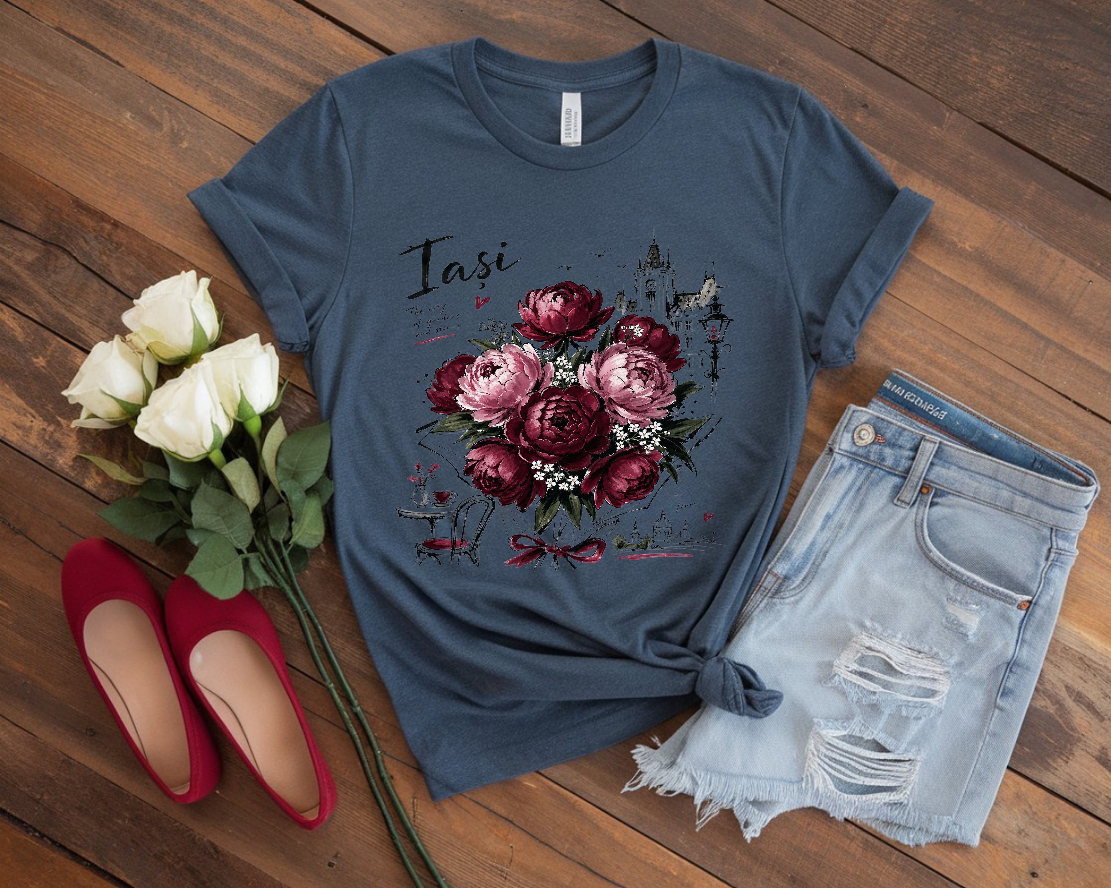 Romania Iasi Peony Floral T-Shirt