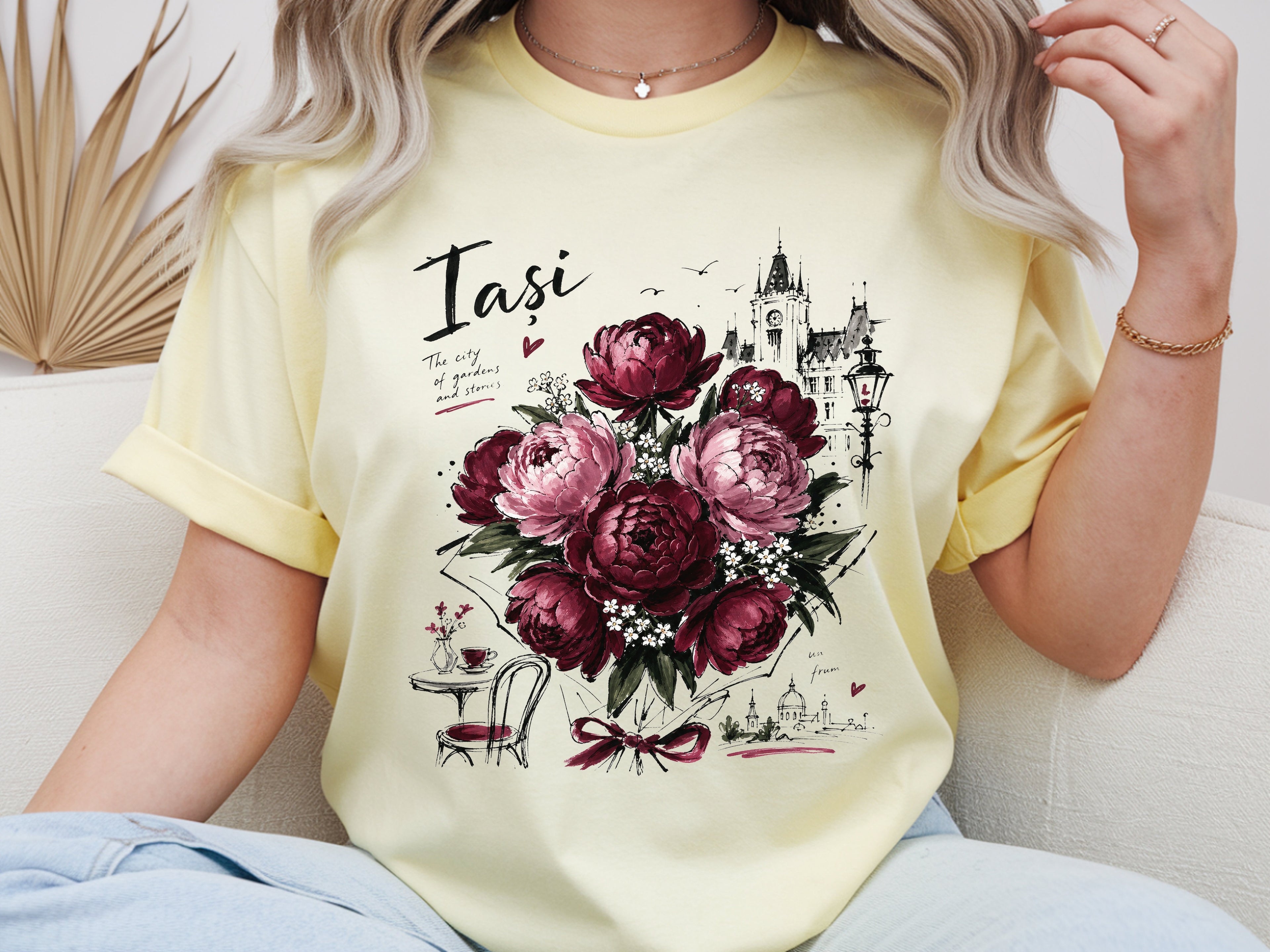 Romania Iasi Peony Floral T-Shirt