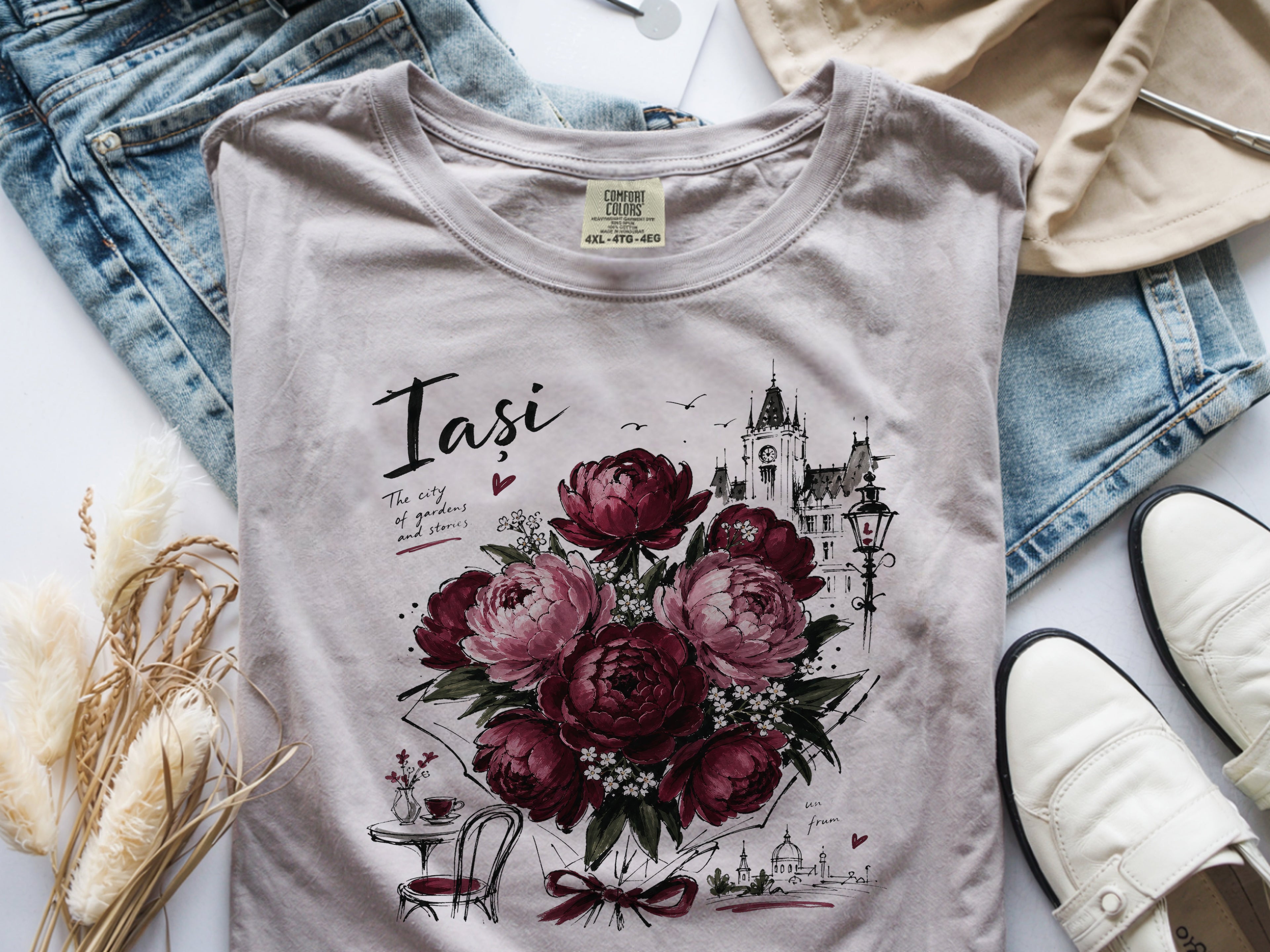 Romania Iasi Peony Floral T-Shirt