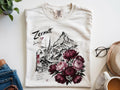 Zermatt Switzerland T-shirt, Matterhorn Mountain Tee, Swiss Alps Floral Shirt, Peony Flower Graphic Tee, Travel Vacation Gift for Her, Unise