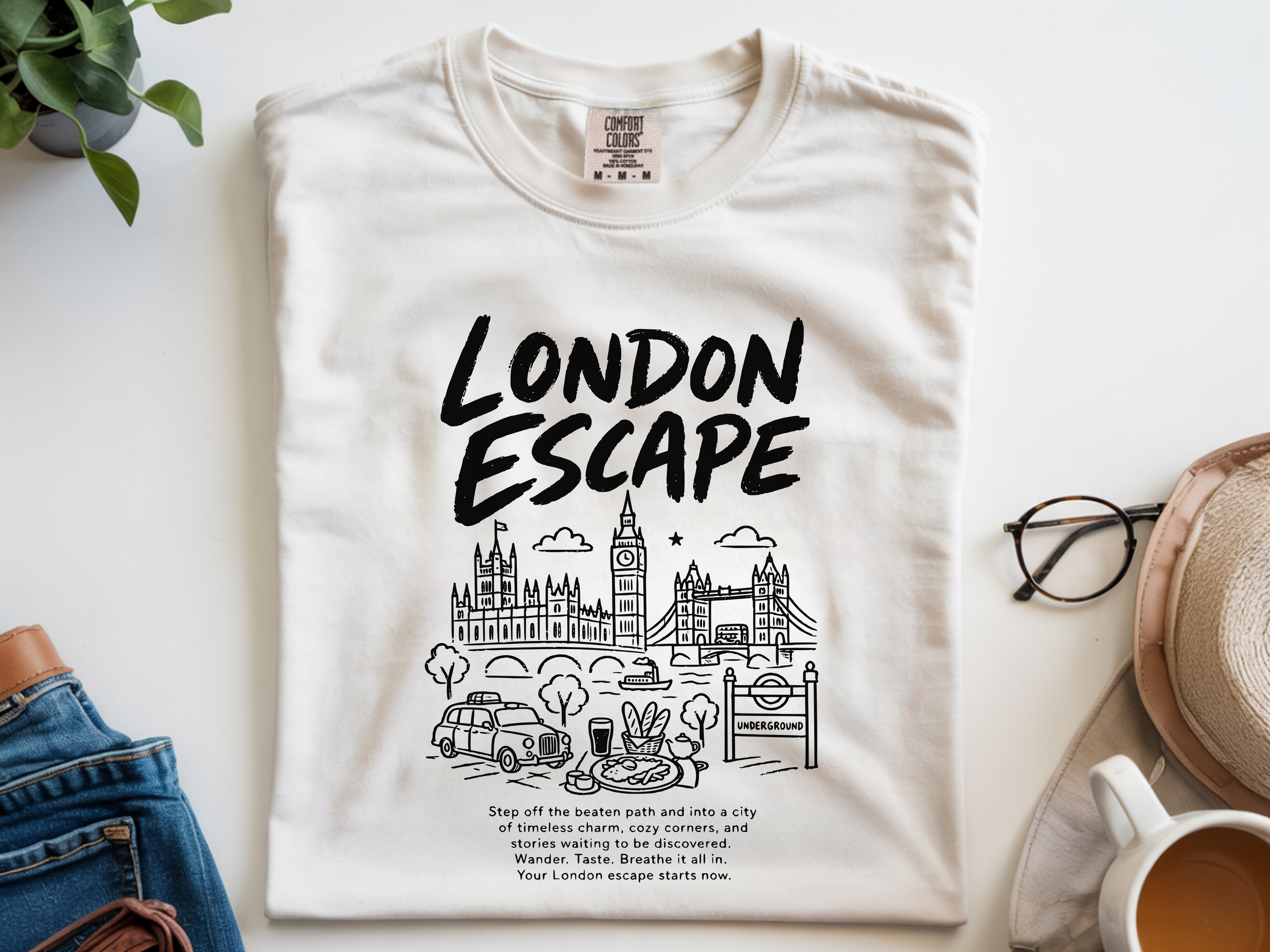 London Escape Shirt, Travel T-Shirt, UK Trip Souvenir, Comfort Colors Tee, London Graphic Tee, Gift for Her, British Vacation, Unisex Travel