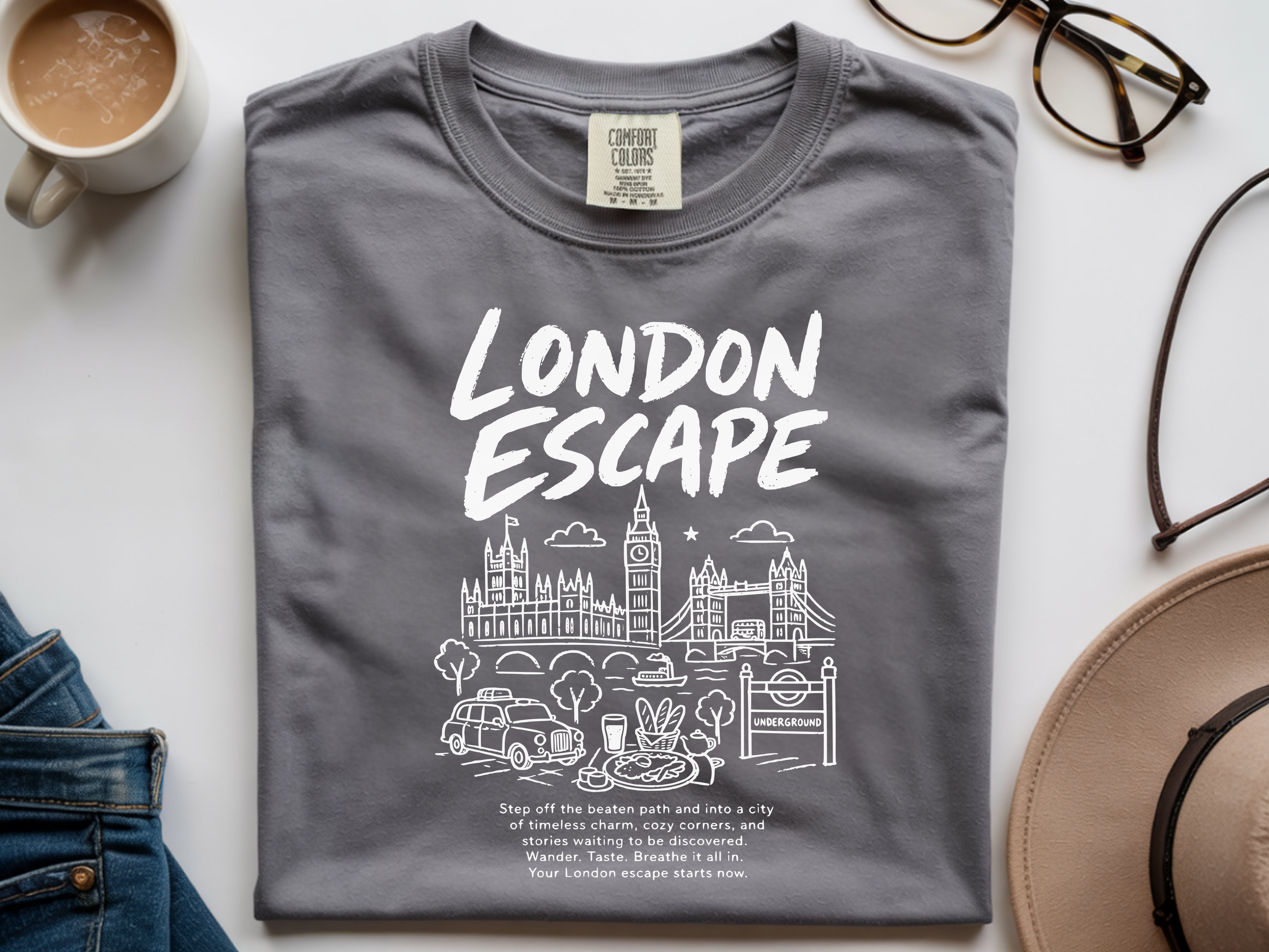 London Escape Shirt, Travel T-Shirt, UK Trip Souvenir, Comfort Colors Tee, London Graphic Tee, Gift for Her, British Vacation, Unisex Travel
