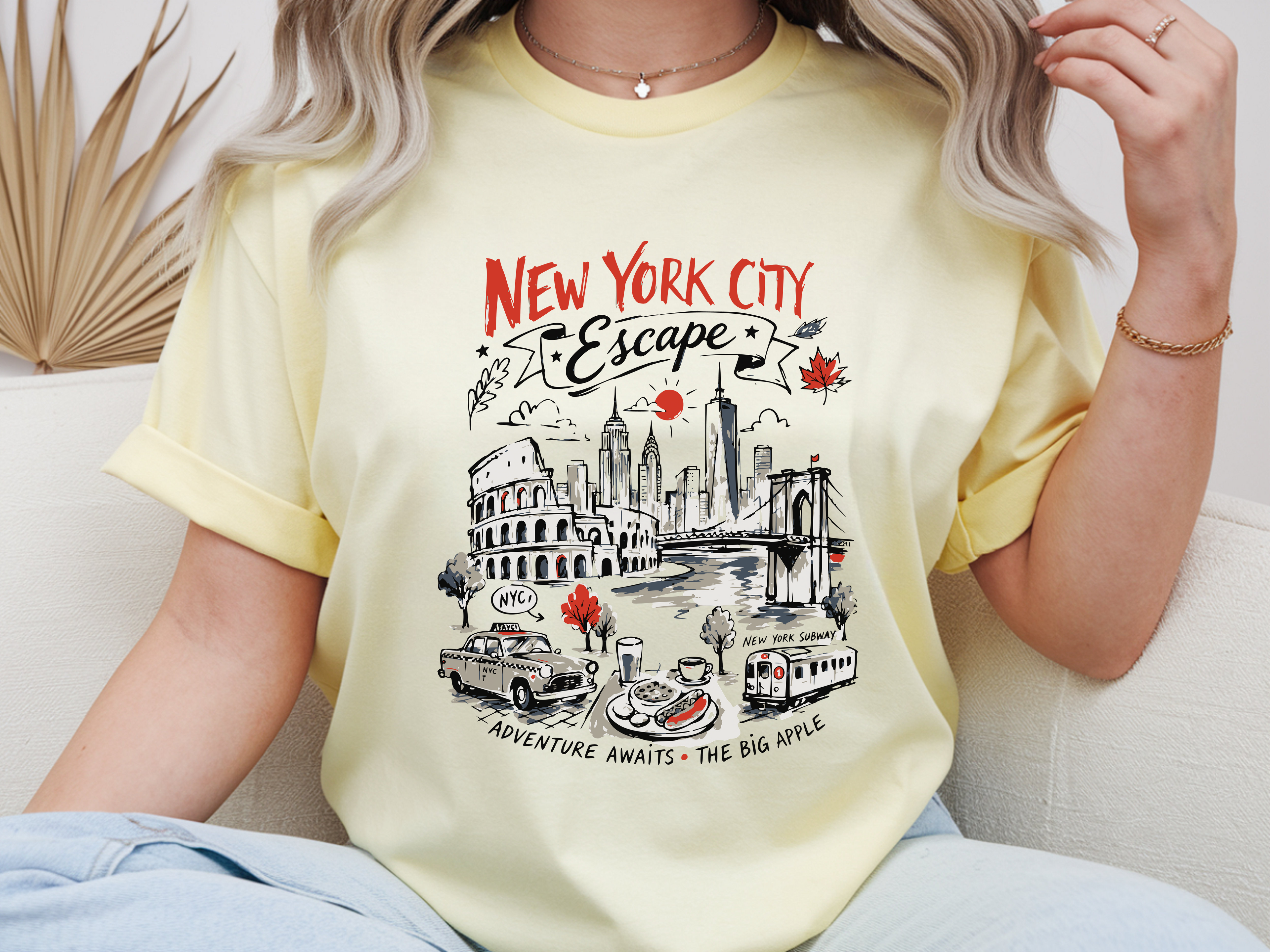 New York City T-Shirt, NYC Big Apple Travel Tee, Adventure Awaits Graphic Shirt, City Escape Gift, Unisex Comfort Colors T-Shirt, New York L