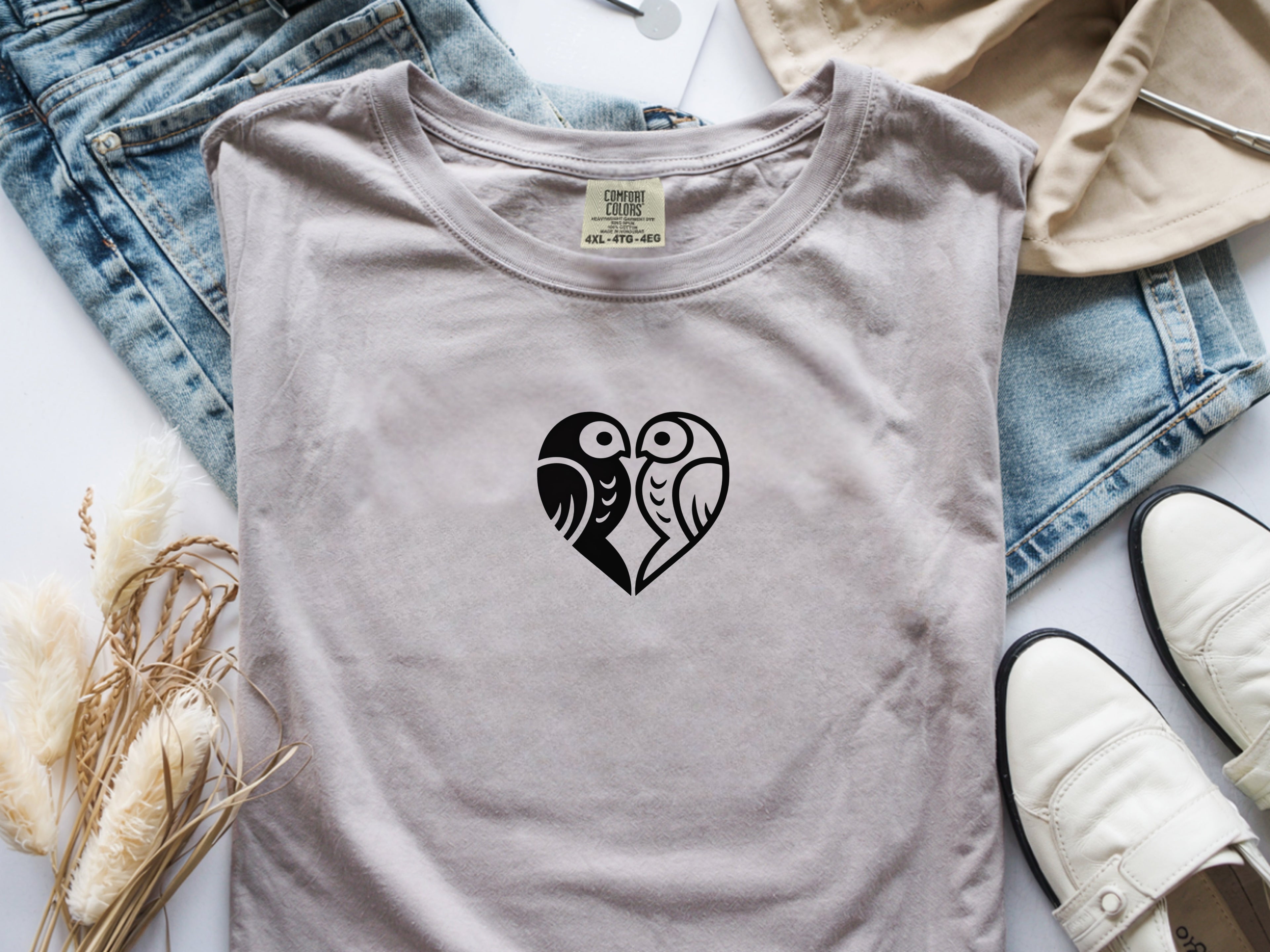 Romantic Bird Design Love Shirt