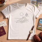 Minimalist Nature Landscape Sun Waves Ocean Cliff Tee