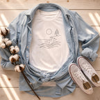 Minimalist Nature Landscape Sun Waves Ocean Cliff Tee