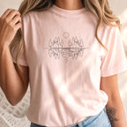 Minimalist Forest Reflection Line Art T-Shirt