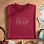 Minimalist Forest Reflection Line Art T-Shirt