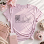 Minimalist Landscape Nature Line Art T-Shirt