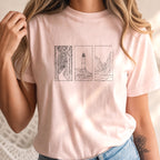 Minimalist Landscape Nature Line Art T-Shirt