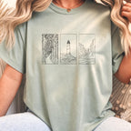 Minimalist Landscape Nature Line Art T-Shirt