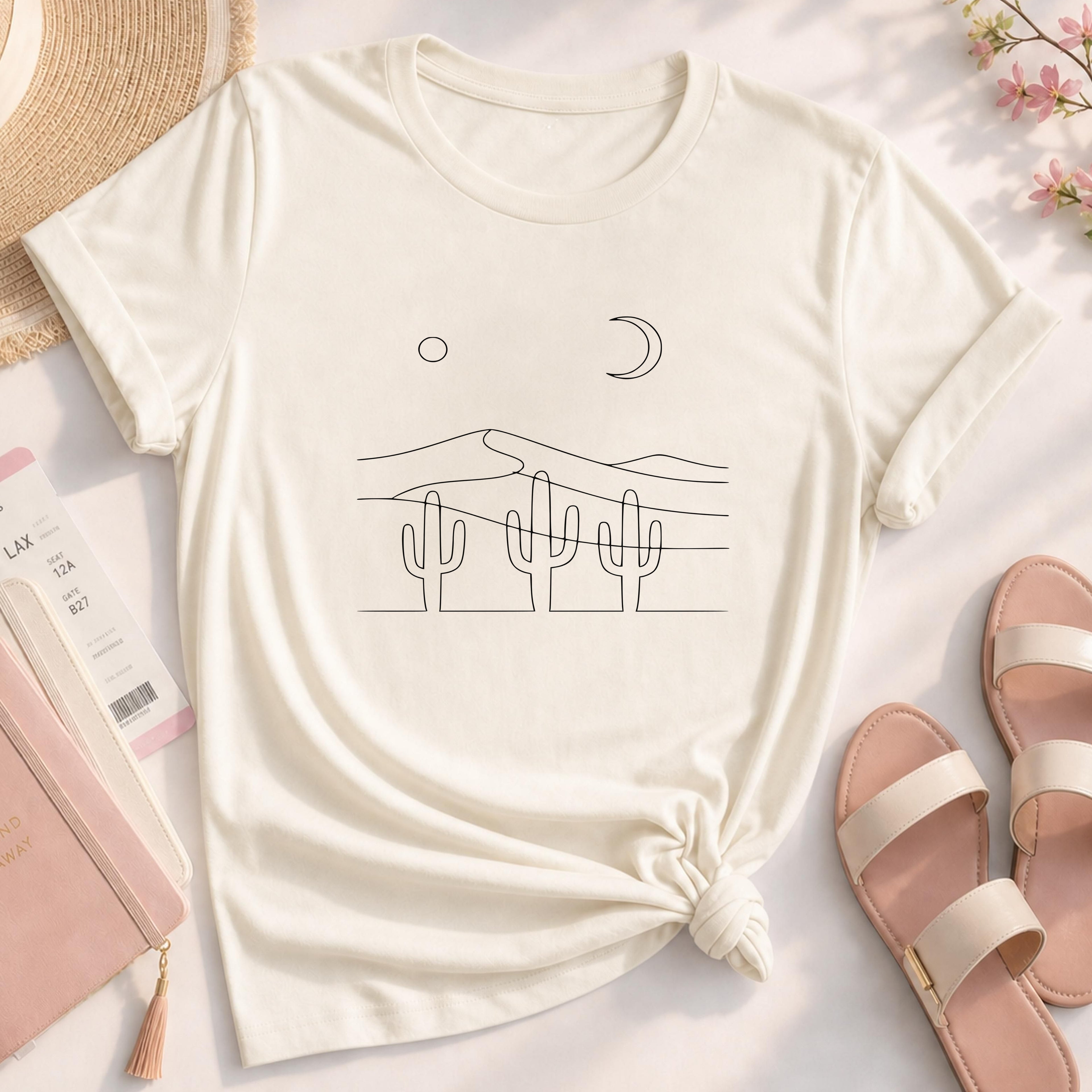 Minimalist Desert Cactus Line