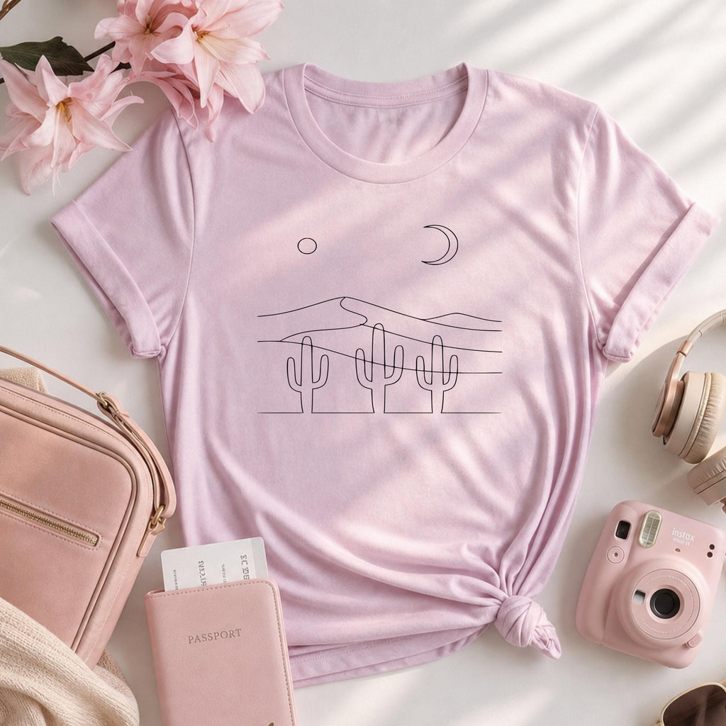 Minimalist Desert Cactus Line