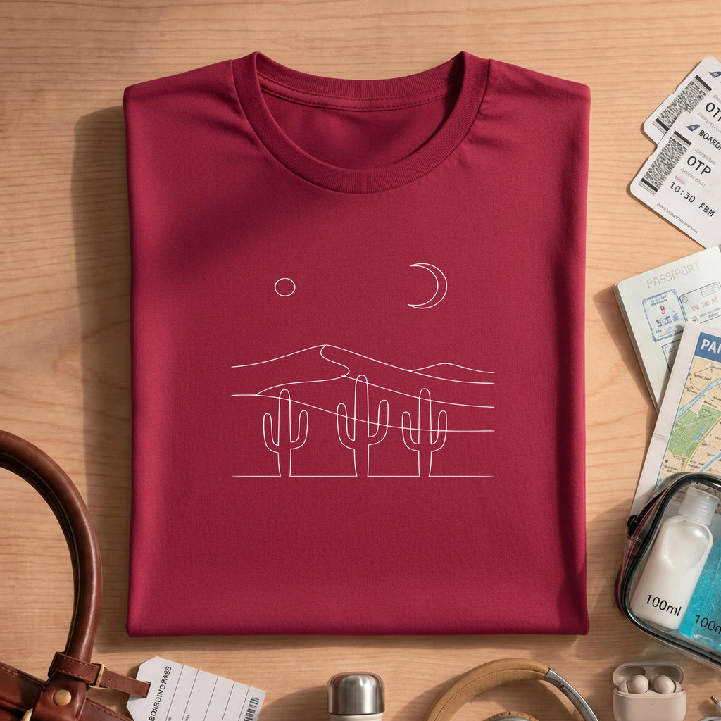 Minimalist Desert Cactus Line