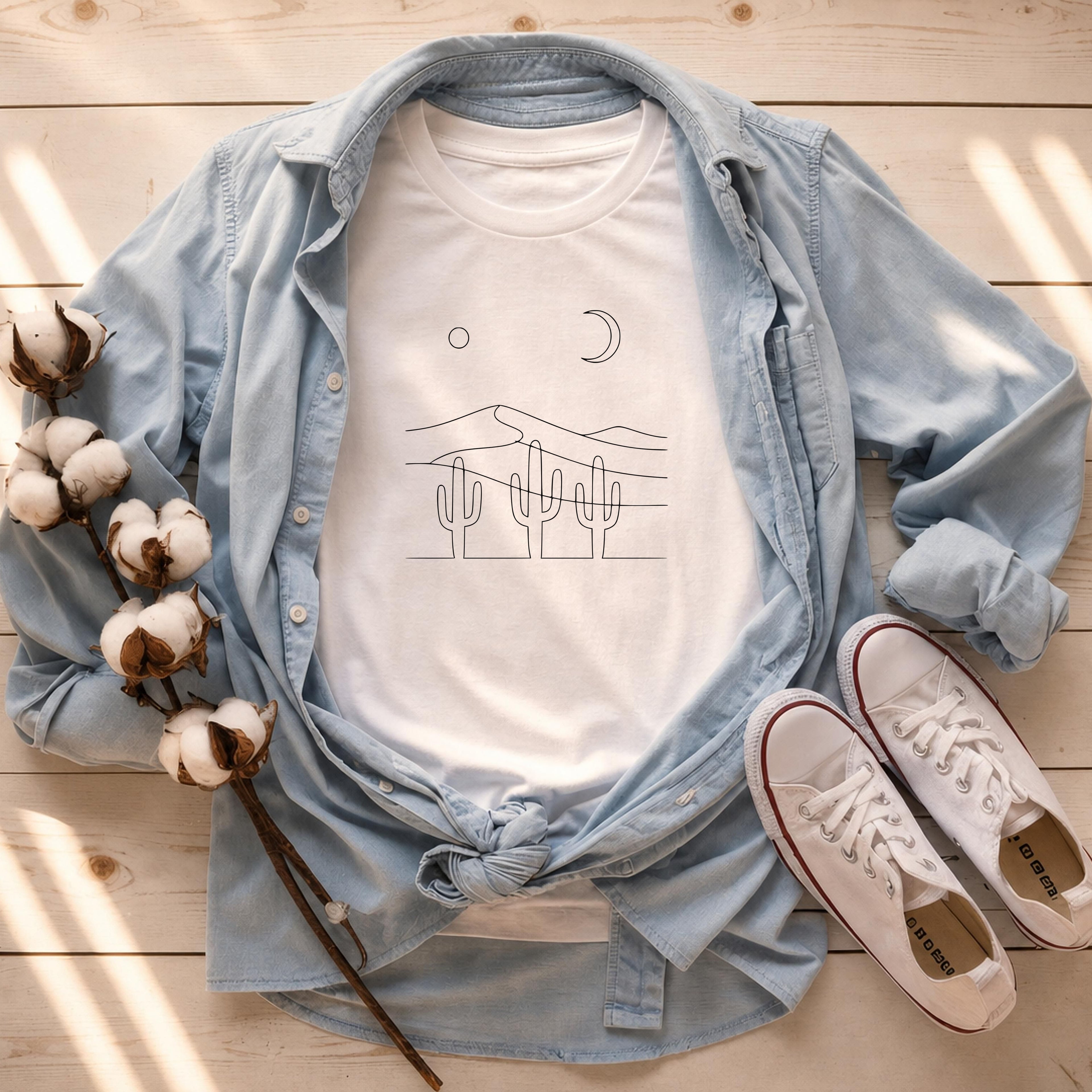 Minimalist Desert Cactus Line