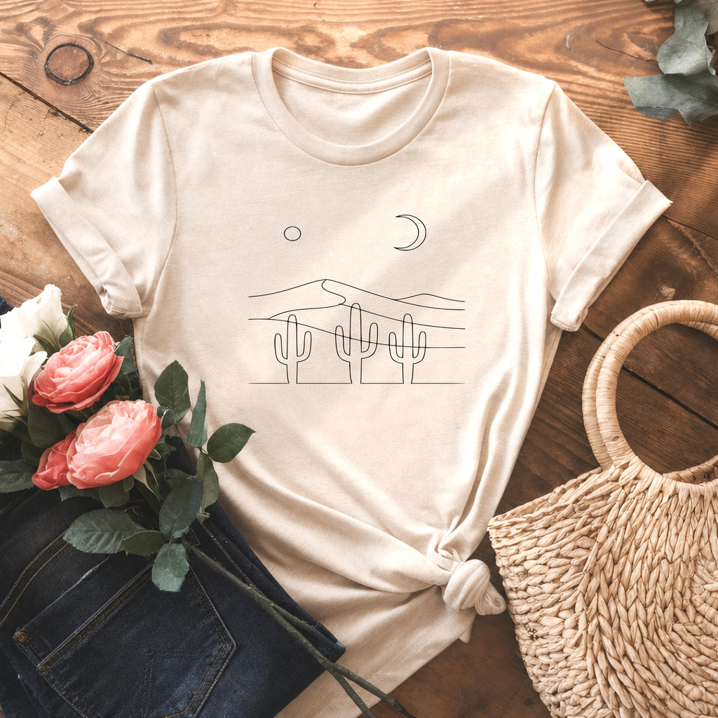 Minimalist Desert Cactus Line