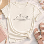 Minimalist Mountain Nature Line Art T-Shirt