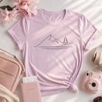 Minimalist Mountain Nature Line Art T-Shirt
