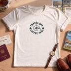 Travel Far Coffee Near Shirt, Comfort Colors Graphic Tee, Compass Adventure T-shirt, Gift for Her, Unisex Travel Lover Shirt, Coffee Lover G
